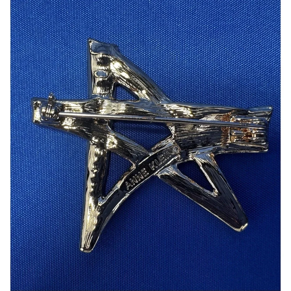 Anne Klein American USA Star Heart Brooch Pins Red White Blue Lot of 2
